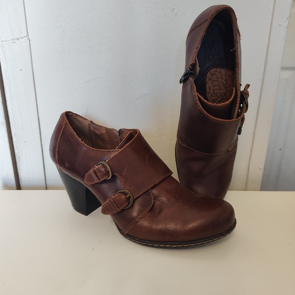 b.o.c. Brown Heeled Boots with Buckle Detail